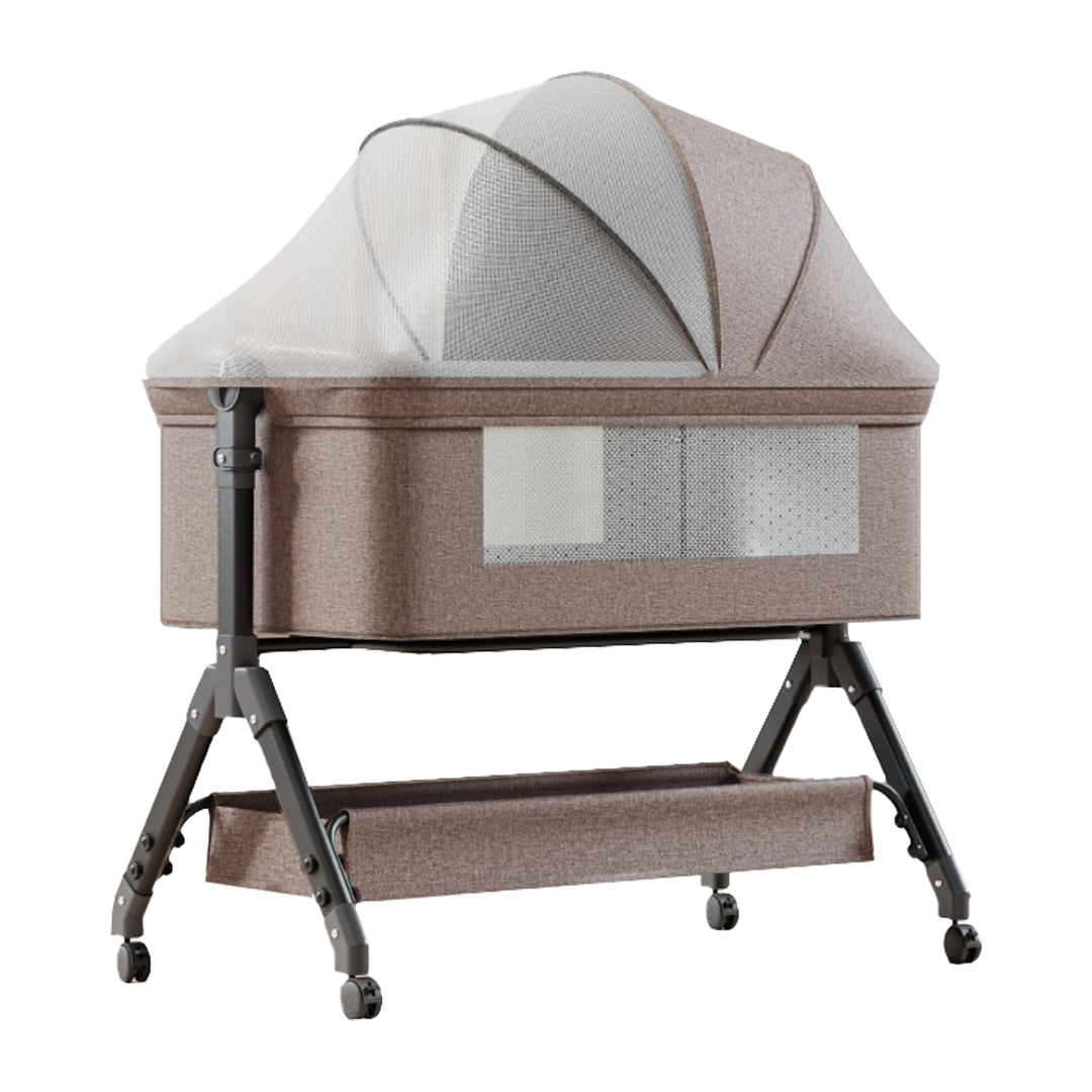 Beistellbett Baby, Stubenwagen Baby mit Rollen Liefert mit einem grossen Aufbewahrungskorb und Winde