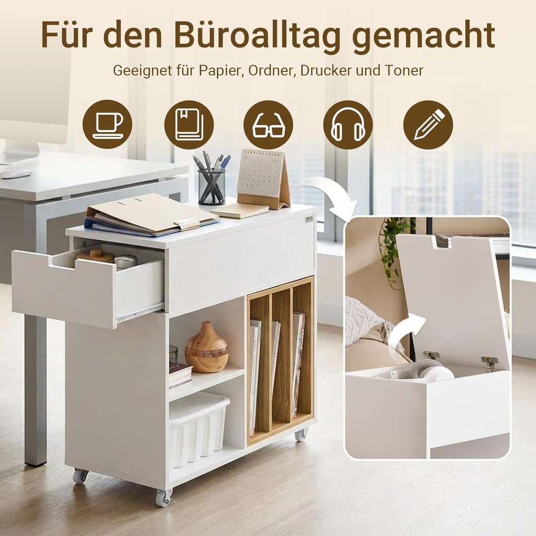 SoBuy Aktenschrank Aktenschrankwagen Druckertisch Druckerständer Rollcontainer mit 4 Rollen Lagersch