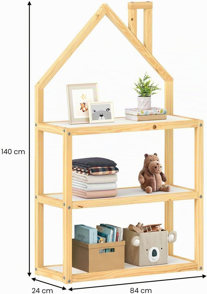 IDIMEX Kinderzimmer Regal LENISE in Hausform Natur/weiss - Kinderregal, Bücherregal, Massive Kiefer,