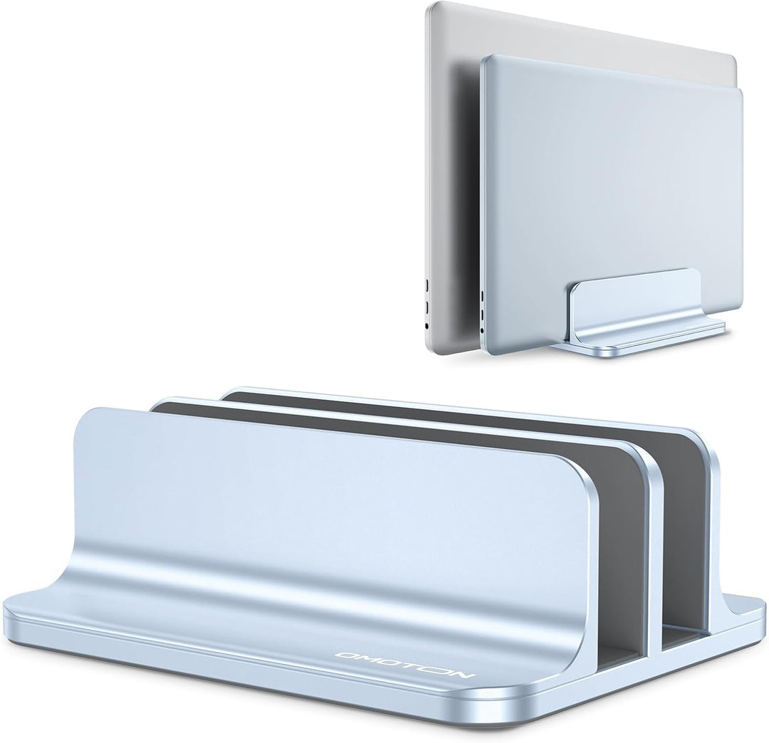 OMOTON [Aktualisierte Version Vertikaler Doppelständer für Laptops, Dualer Desktop-Laptop-Ständerhal