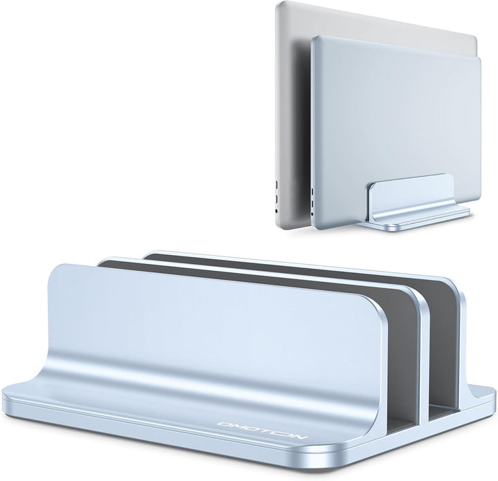 OMOTON [Aktualisierte Version Vertikaler Doppelständer für Laptops, Dualer Desktop-Laptop-Ständerhal