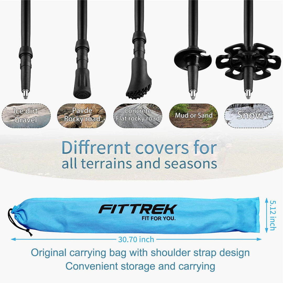 FitTrek Wanderstöcke Kork - Walking Stöcke - Trekkingstöcke Teleskop - Nordic Walking Stock Verstell