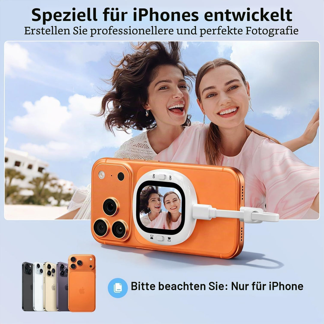 yAyusi Mini Magnetischer Vlog-Selfie-Monitor-Bildschirm für iPhone mit Fernbedienung, Tragbarer Rück