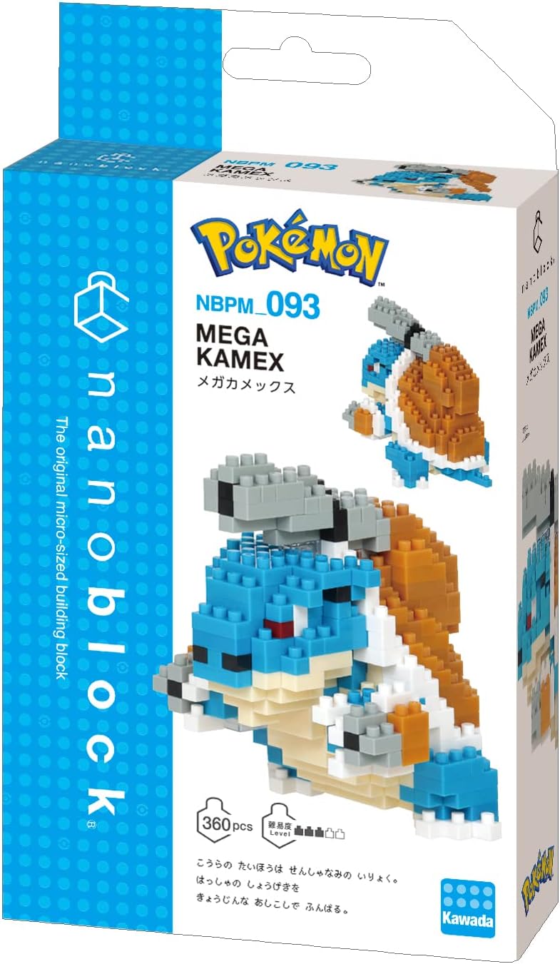 nanoblock Klemmbaustein Set Pokémon MEGA-Blastoise 250 Teile, Geschicklichkeitslevel 2, NBPM-093