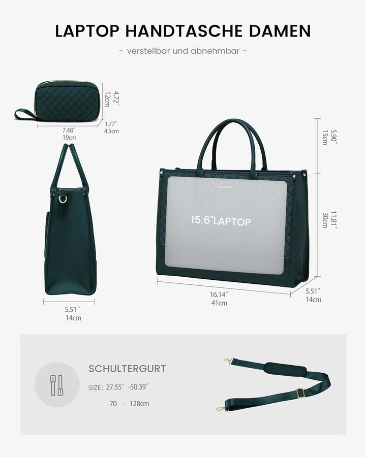 LOVEVOOK Laptoptasche Shopper Damen 15,6 Zoll, Wasserdicht Arbeitstasche Handtasche Gross Schultasch