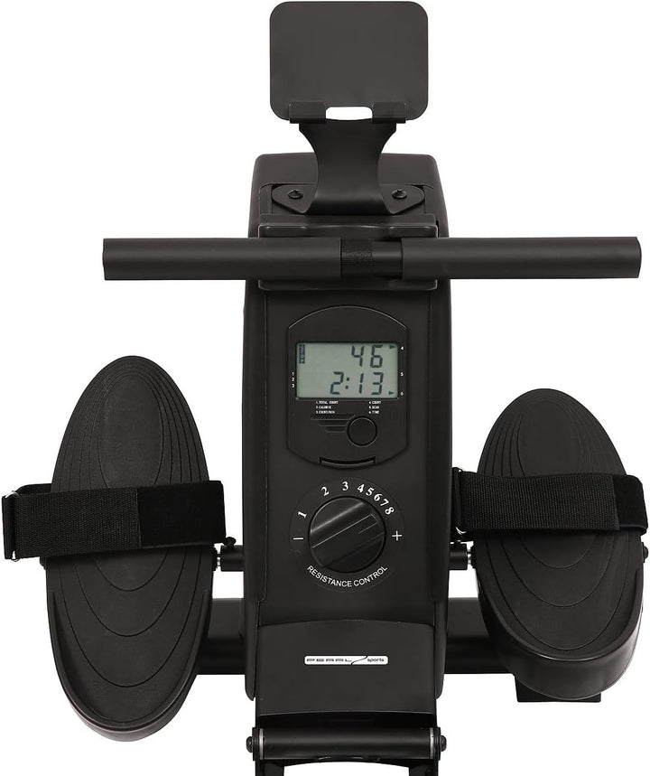 PEARL Sports Rudermaschine: Klappbares Heim-Rudergerät mit 8 Stufen, Magnetbremssystem, bis 120 kg (