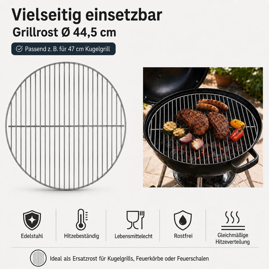 Edelstahl Grillrost - für Kugelgrill Aller namhafter Marken Ø57 cm z.B. Weber - rostfrei von Brandss