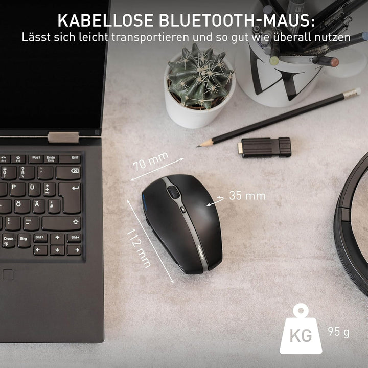 CHERRY GENTIX BT, Kabellose Bluetooth-Maus, Multi-Device-Funktion für bis zu 3 Geräte, Umschaltbare