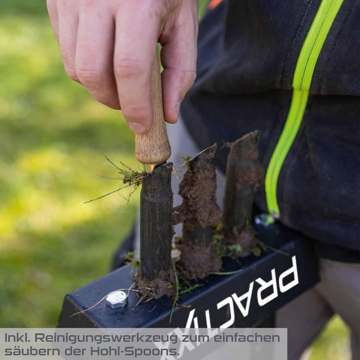 Practixx Rasen Aerifizierer PX-RL10 Hand Rasenlüfter mit Auffangbehälter schwarz - 20cm Arbeitsbreit