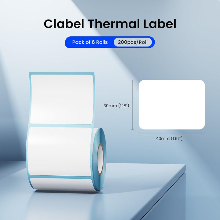 CLABEL 6 Rollen Weiss Etikettenband für 220B 221B 230B 320B Etikettendrucker selbstklebend Thermo Et
