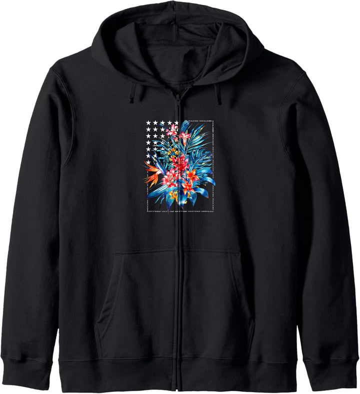 Americana Floral American Flag Kapuzenjacke