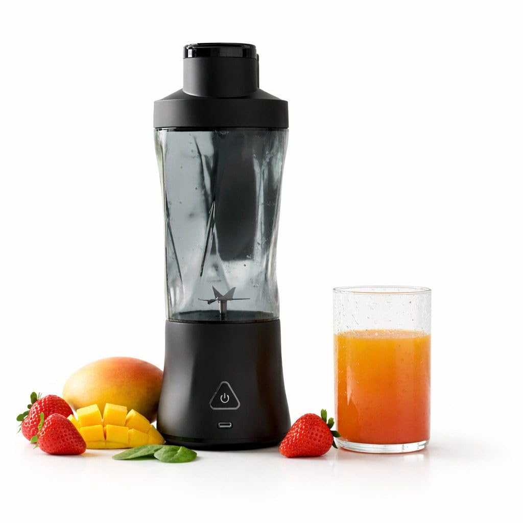 Tragbarer Mini Mixer mit Akku 6000 mAh, 240W Smoothie Maker, 650 ml To-Go Blender, 6 Edelstahlklinge