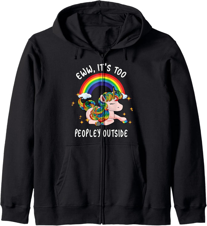 Süsses Emo-Einhorn, introvertiertes Geschenk, Ew It's Too Peopley Outside Kapuzenjacke