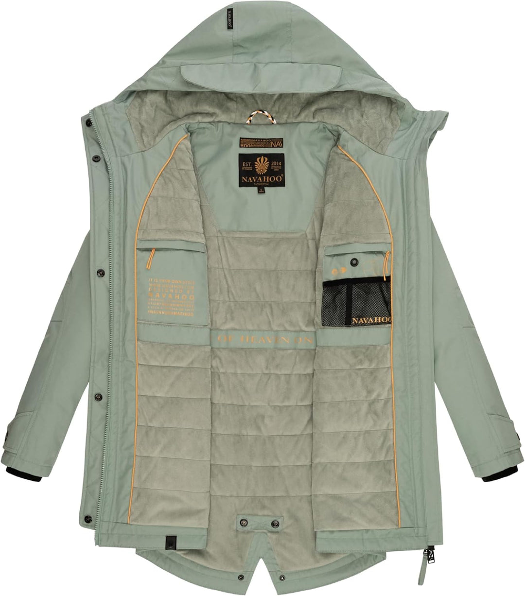 Navahoo Damen Übergangsjacke Warmer Kurzmantel Regenjacke wasserdicht mit Kapuze Brinjaa XS-XXL S Sm