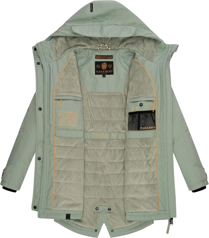 Navahoo Damen Übergangsjacke Warmer Kurzmantel Regenjacke wasserdicht mit Kapuze Brinjaa XS-XXL S Sm