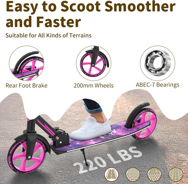 BELEEV V9 Big Wheel Scooter mit LED Leuchtet Lenker & Deck, Roller Kinder 6 Jahre mit Höhenverstellb