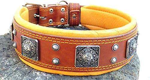 Bestia™ "Eros Echtleder Hundehalsband für grosse Hunde. 100% Leder. Weich gepolstert. 6,3 cm breit.