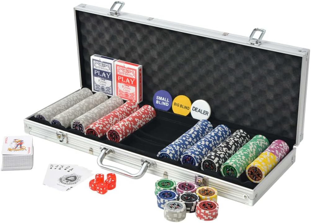 vidaXL Pokerkoffer 500 Laser Pokerchips Aluminium Koffer Pokerset Poker Set