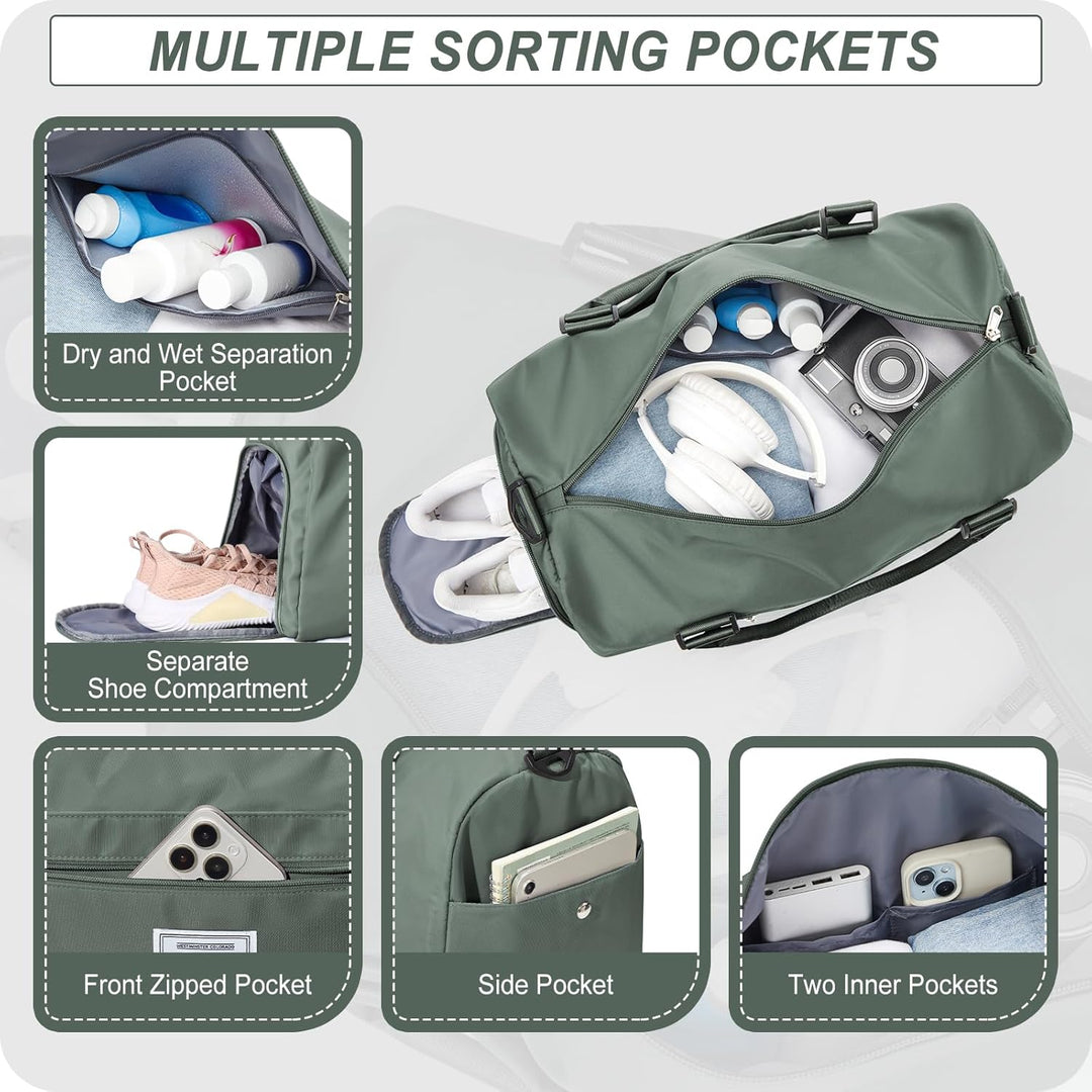 Sport Duffel Bag Damen Herren Sporttasche mit Schuhfach & Nassfach Reisetasche Handgepäck Tasche Spo