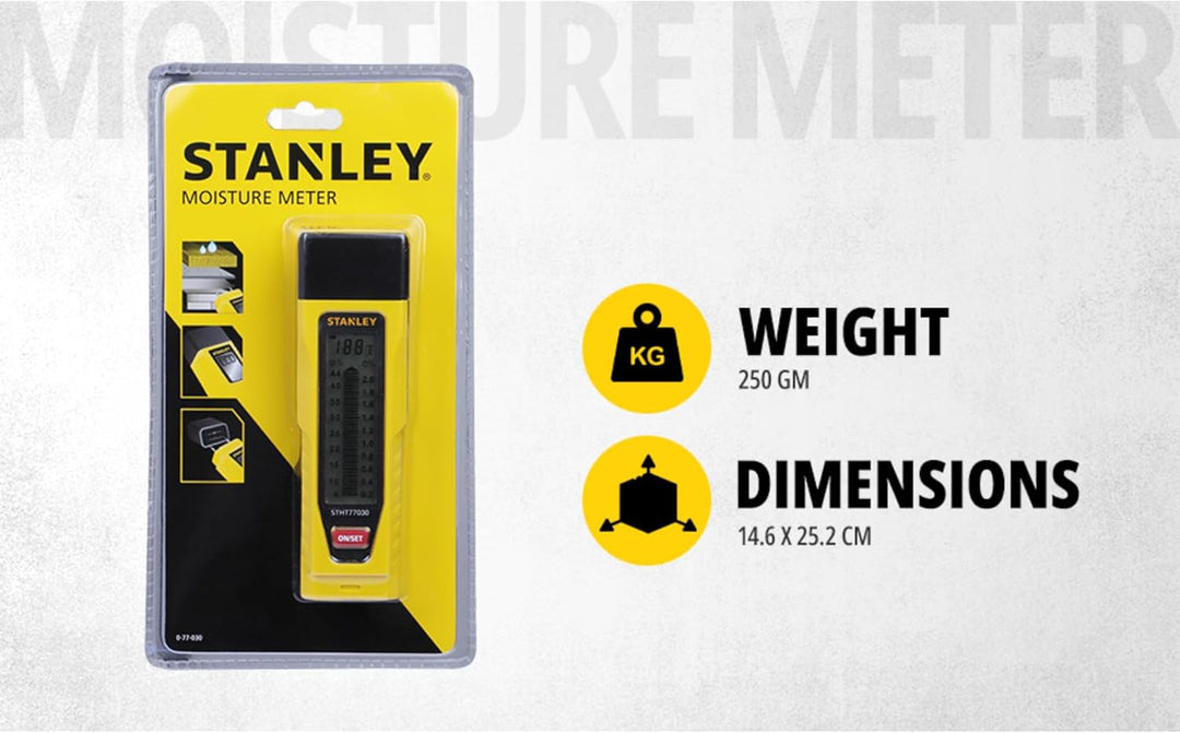 Stanley Feuchtigkeitsmesser (display mit Balkengrafik und zwei Messskalen, schlagfestes Gehäuse)