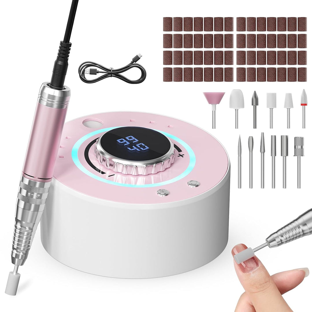 Professionelles Elektrisches Nagelpoliergerät 36000 U/min, 4000mAh kabellos, leise 20dB mit 12 Aufsä
