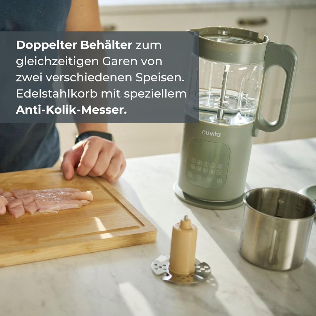 Nuvita Magic Pappa 7-in-1 Multifunktionaler Babynahrungszubereiter – Dämpft, Pürieren, Zerkleinert,