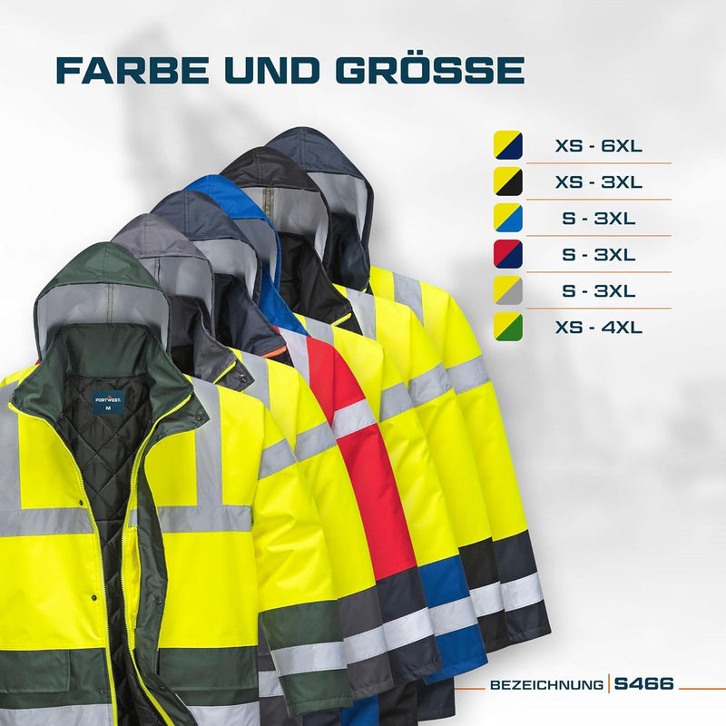 Portwest Warnschutz Kontrast Traffic-Jacke, Grösse: XXL, Farbe: Rot/Marine, S466RNRXXL XXL Gelb, XXL