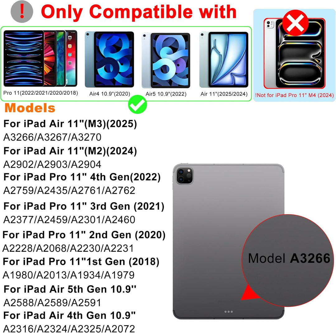 ROOFEI iPad Air 11 Zoll (M2) 2024 & iPad Pro 11 Zoll 4/3/2/1.Generation & iPad Air 5/4 10.9 Zoll Hül