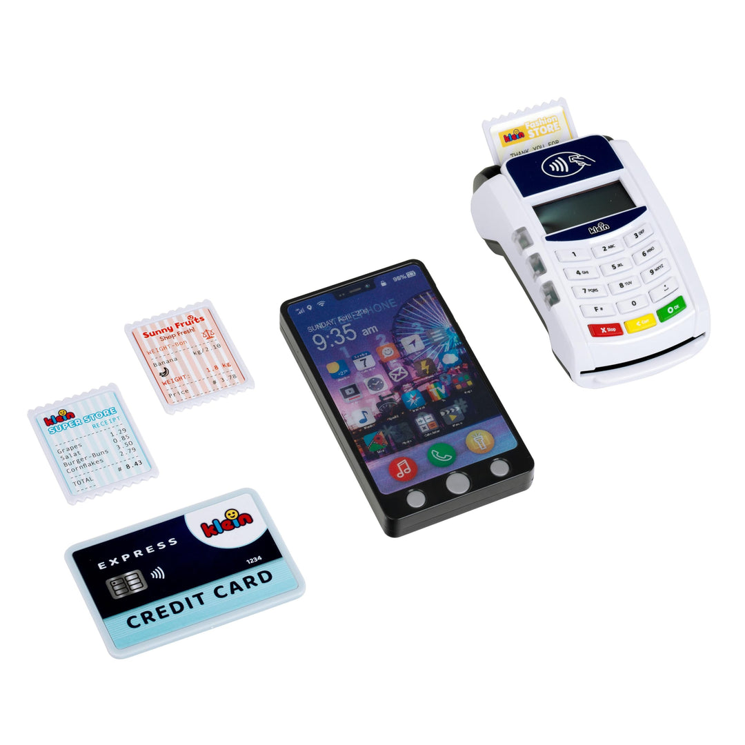 Theo Klein 7274 PoS Terminal und Kinder Handy Smartphone Mit Licht, Sound und kontaktloser Bezahlfun