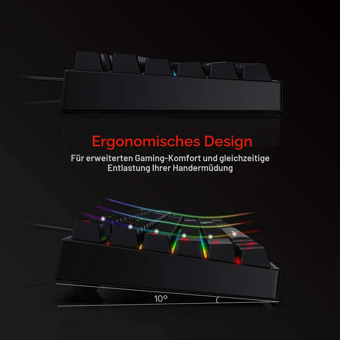Redragon K582-US SURARA RGB LED-Hintergrundbeleuchtete QWERTY Mechanische Gaming-Tastatur mit 104 Ta
