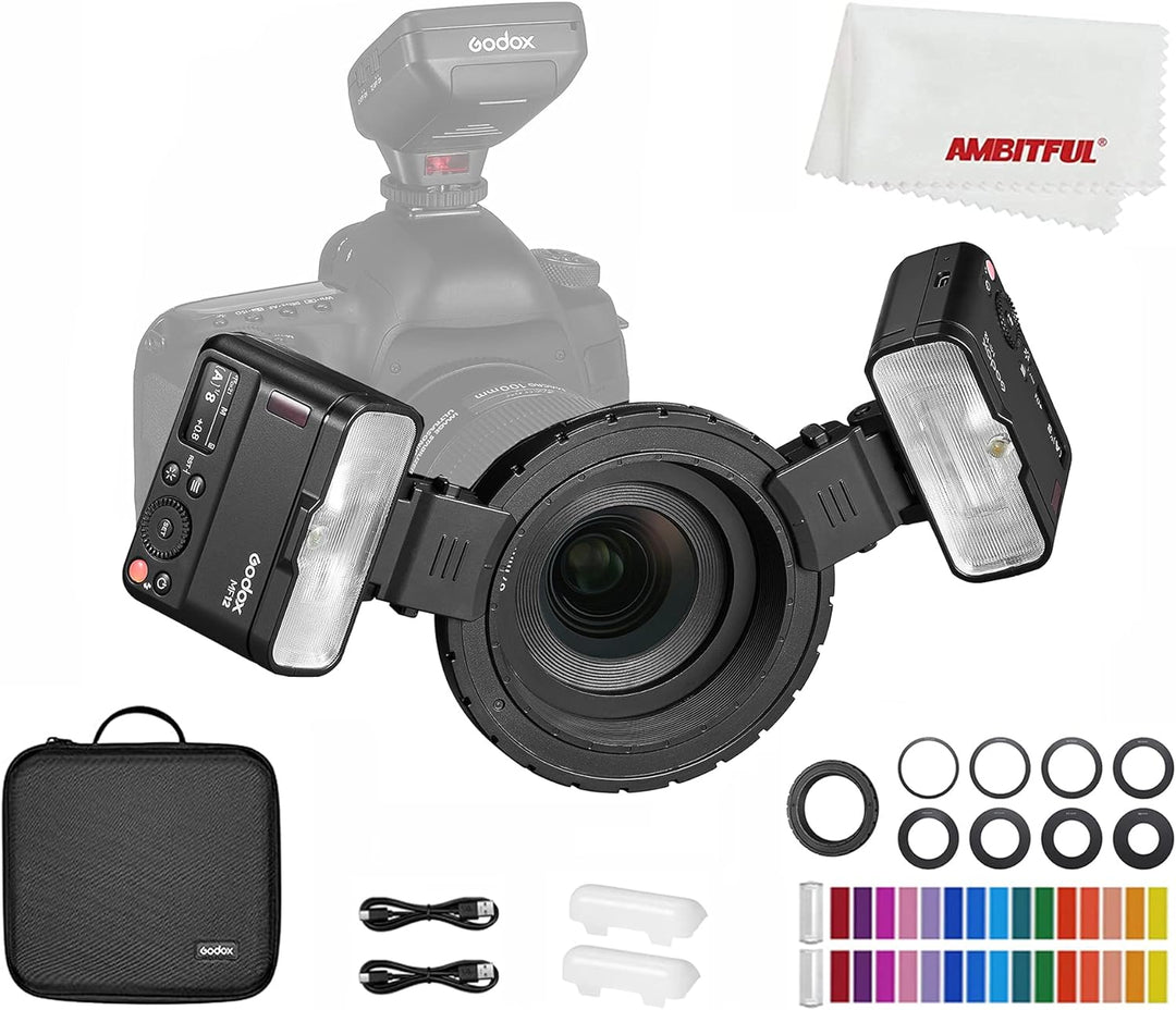 Godox MF12 MF12-K2 12W Makro-Blitz,2,4G Wireless Control,TTL/M-Modus,Eingebauter 3,7V/6,29W Lithium-