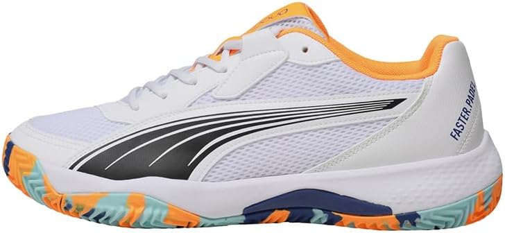 Puma Unisex Nova CourtTennis Shoe 37.5 EU Puma White Puma Black Vivid Blue Heat Fire, 37.5 EU Puma W