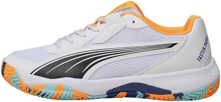 Puma Unisex Nova CourtTennis Shoe 37.5 EU Puma White Puma Black Vivid Blue Heat Fire, 37.5 EU Puma W