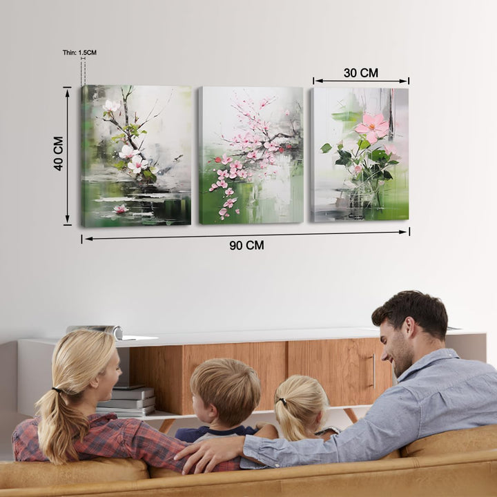 Piy Painting Blume Leinwand Wandkunst, Grünes Wandbilder, Frühling Leinwandbild, Leicht Zu Hängen Fü