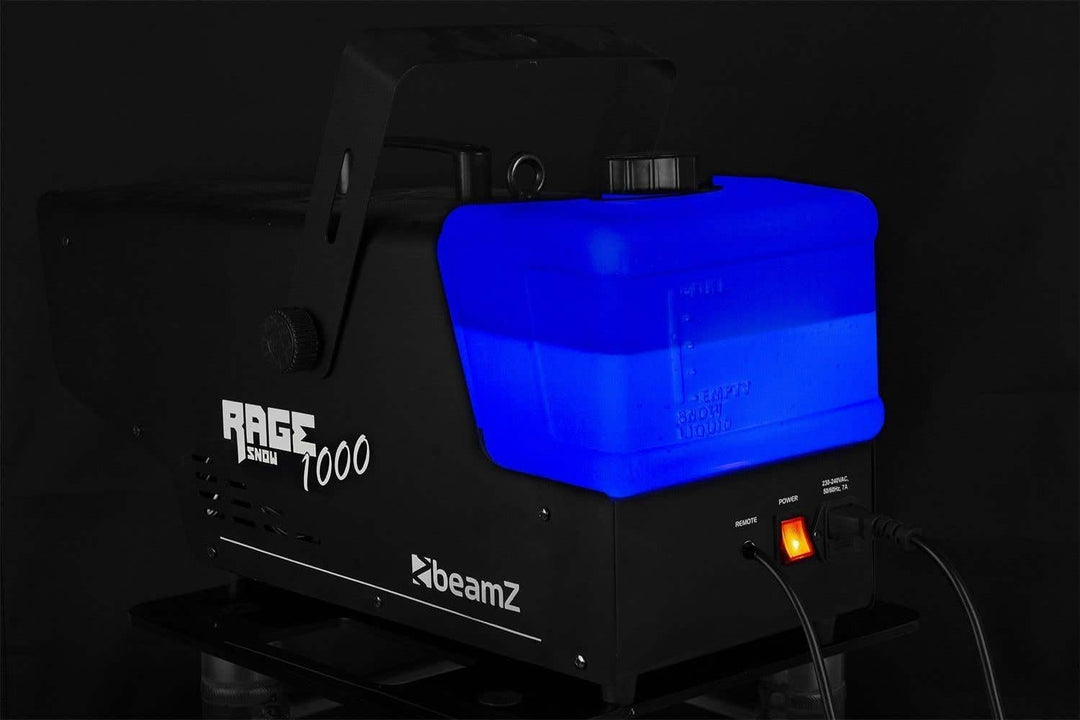 BeamZ RAGE1000SNOW Schneemaschine, 1000 Watt Schnee Maschine mit Fernbedienung, Snow Machine, Mini S