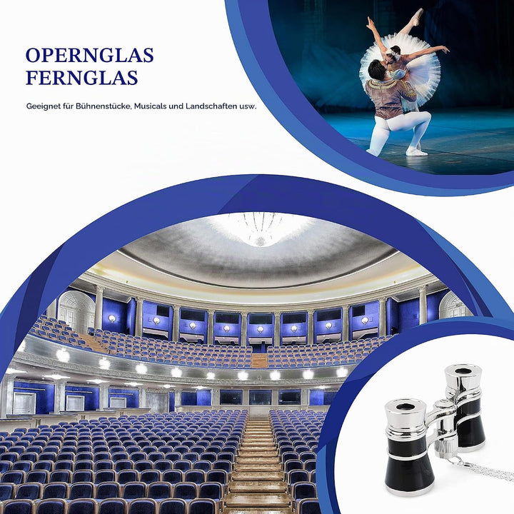 AOMEKIE Opernglas Theaterglas 3er Vergrösserung Mini Klein Kompakt Feldstecher Fernglas mit Kette fü