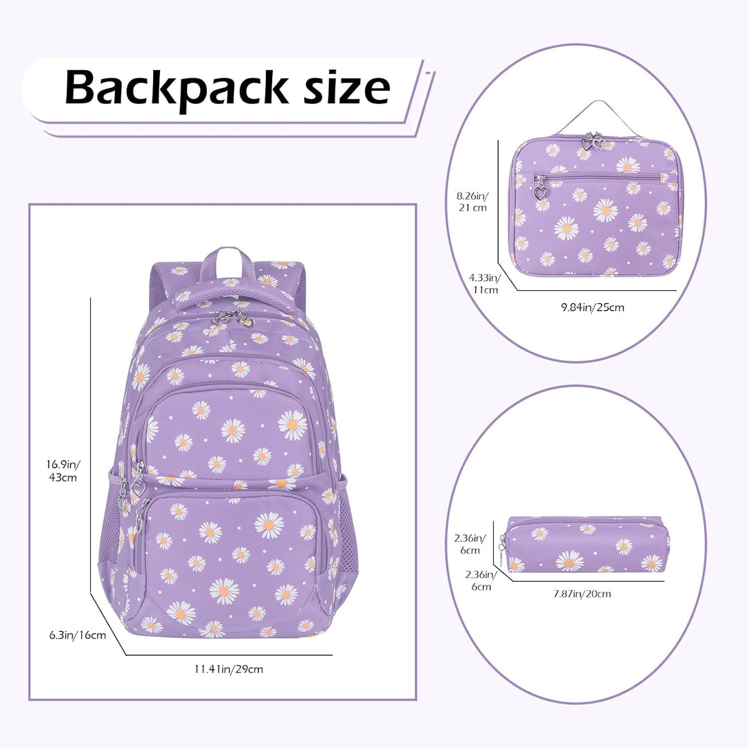Schulrucksack Mädchen Teenager Damen Schultasche Rucksack Set Gänseblümchen Schulranzen für Mädchen