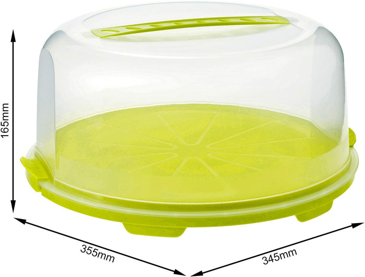 Rotho Fresh hoher Tortendeckel mit Haube und Tragegriff, Kunststoff (PP) BPA-frei, grün/transparent,