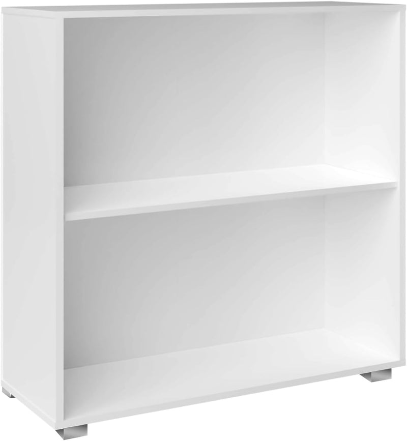 Casaria® Bücherregal 77x60x28cm Weiss Holz 2 Fächer Boden Höhenverstellbar 150kg Belastbarkeit Kipps