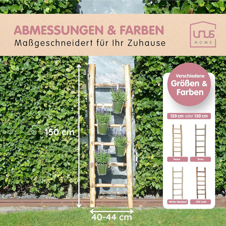 UNUS Dekoleiter Holzleiter Deko Leiter Wand Dekoration Handtuchhalter 120cm grau