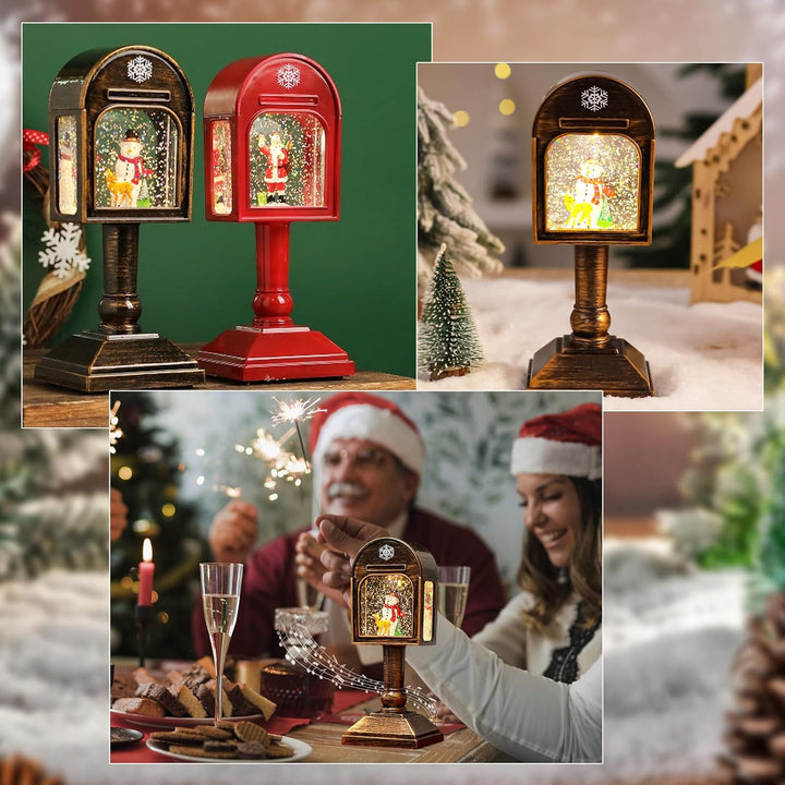 Weihnachtsdeko Laterne, Weihnachtslaterne, Weihnachts Schneekugel Laterne mit Musik, Weihnachts Schn