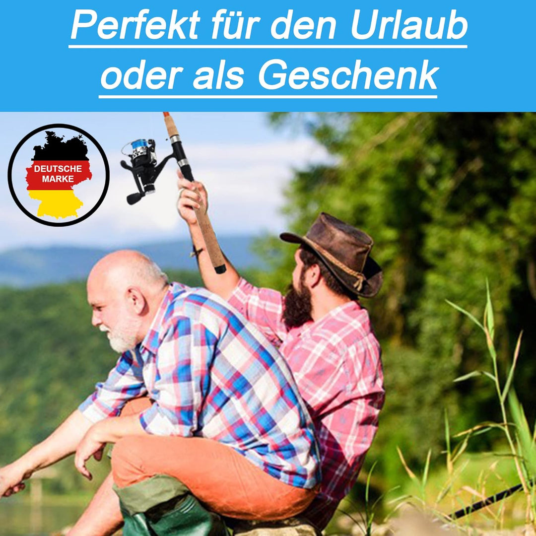 Angelset Forelle/Barsch mit Kescher [Angelfertig montiert & Angelrolle bespult] Angelset komplett fü