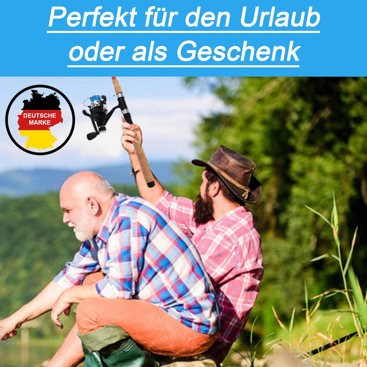 Angelset Forelle/Barsch mit Kescher [Angelfertig montiert &amp; Angelrolle bespult] Angelset komplett fü