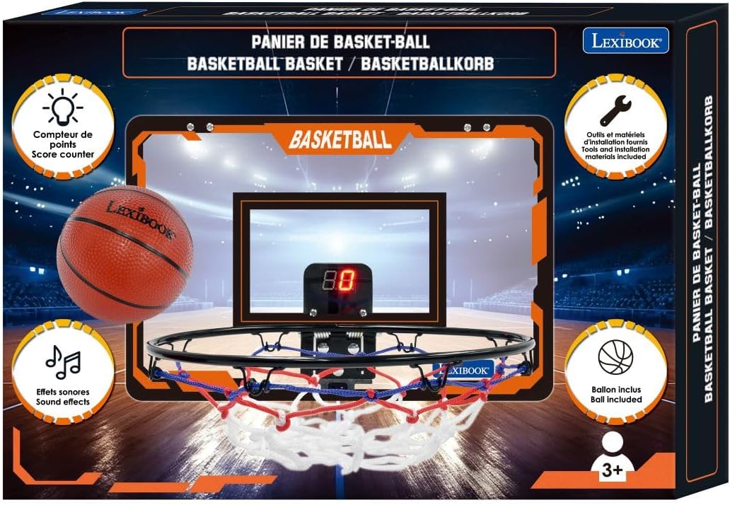 Lexibook, Interaktiver Basketballkorb, Punktezähler, Soundeffekte, Basketball, inkl. Pumpe und Insta
