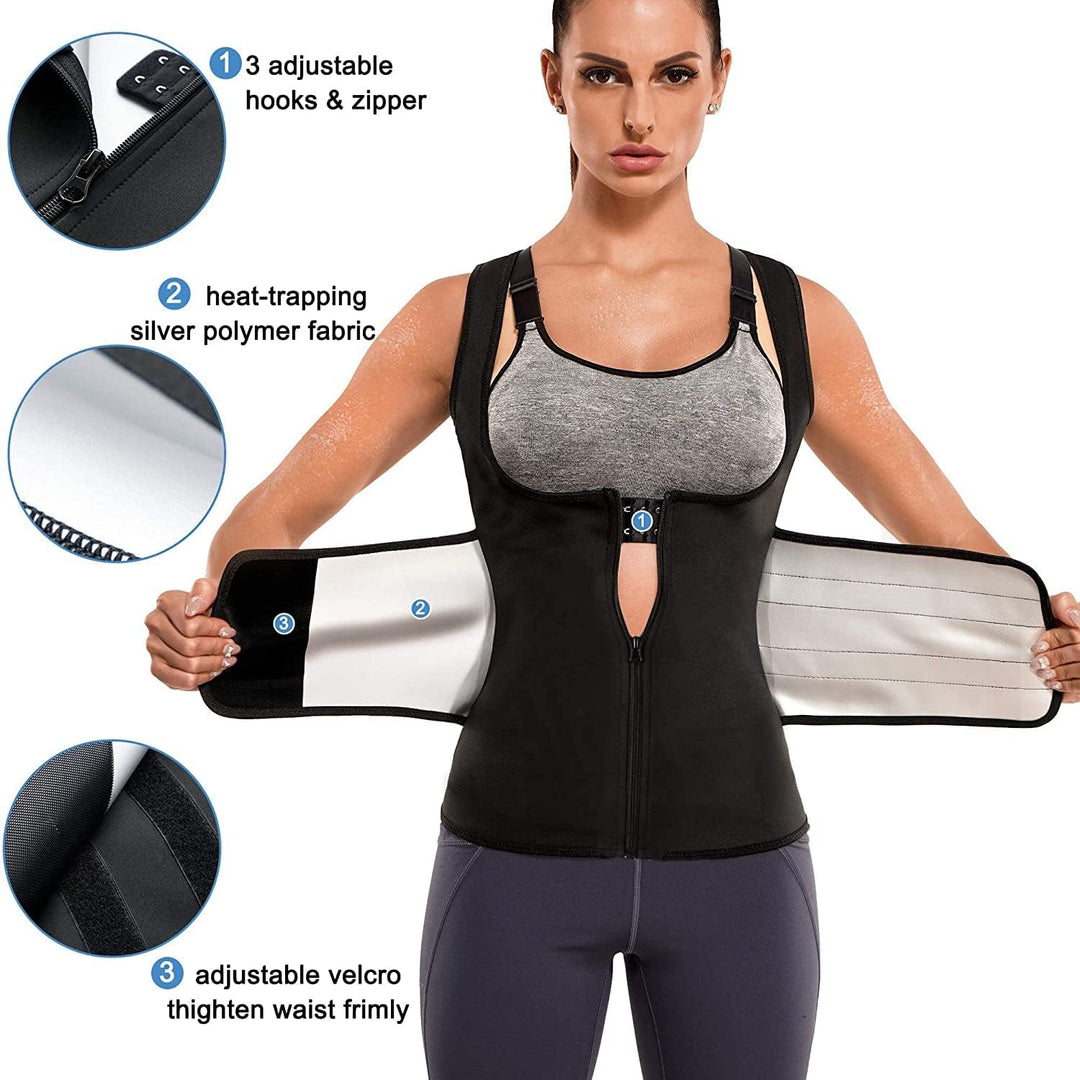 KUMAYES Damen Sauna Effekt Anzug Fitness Taille Waist Trainer Schwitzeffekt Training Tanktop Unterbr