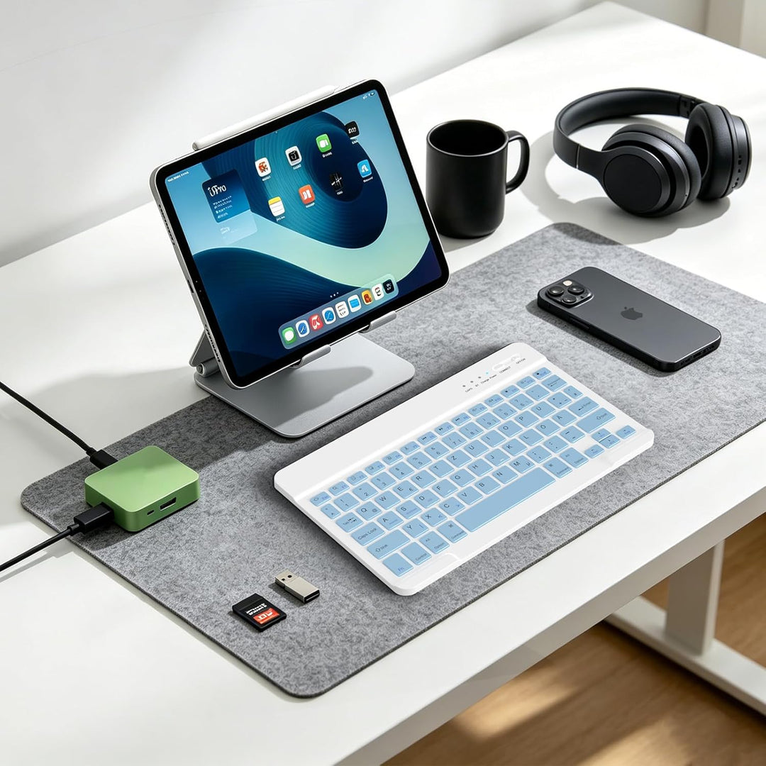 Kabellose Tastatur, Deutsche Bluetooth Tastatur für iPad Air/Pro/Mini/iPhone/Samsung/Huawei/Tablet,