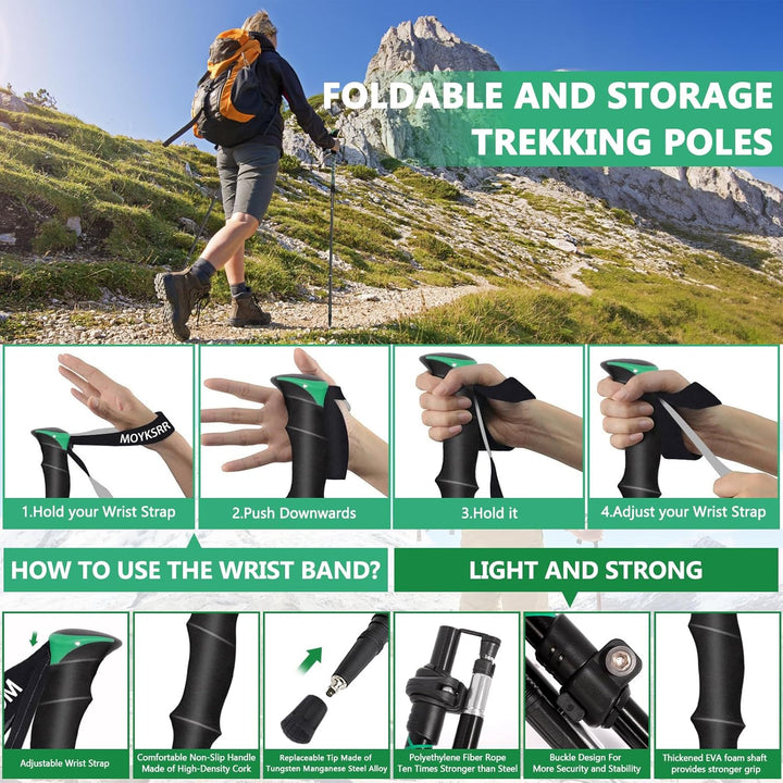 Wanderstöcke Trekkingstöcke, Teleskop Wanderstöcke Carbon & Aluminium, Walking Stöcke Faltbar, Wande