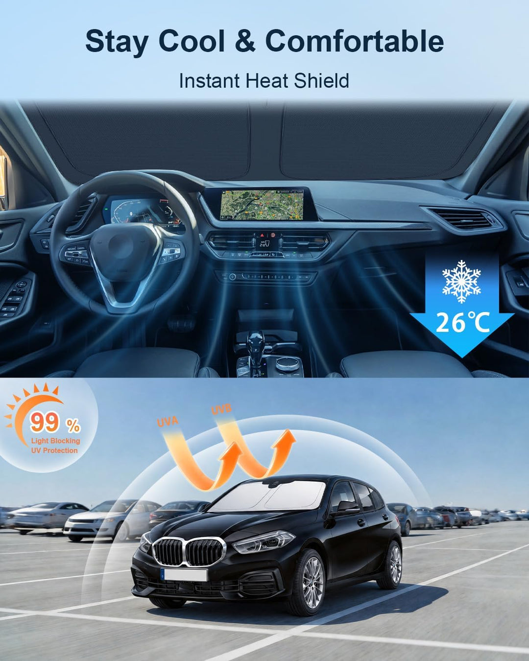 BIXUAN Frontscheiben-Sonnenschutz kompatibel mit BMW 1er F40 Serie 1 F40 2019-2023 2024 Auto Sonnens
