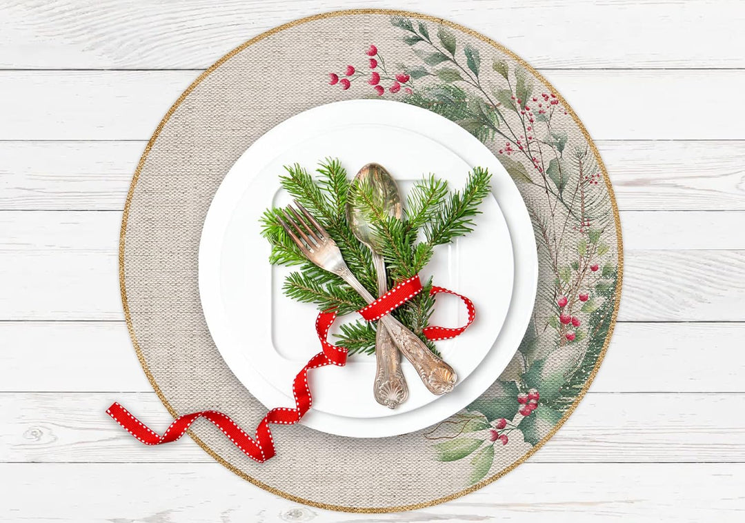 Set mit 4 Einzelstücken, Vinyl, rund, Weihnachtsstrauss, 40 cm
