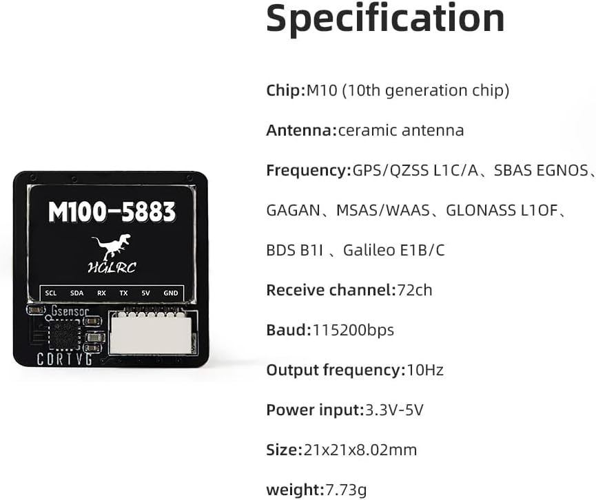 ZIJUNYUAN HGLRC M100-5883 GPS Kompass Modul, aufgerüsteter Chip der zehnten Generation kompatibel mi